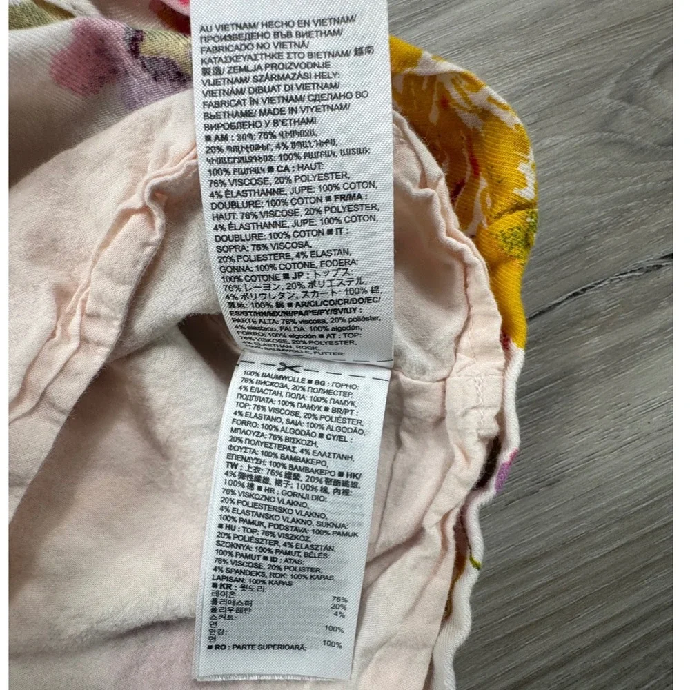 Gap Toddler Girls Long Sleeve Floral Mixed‎ Media Dress Grey Pink Yellow Size 3T